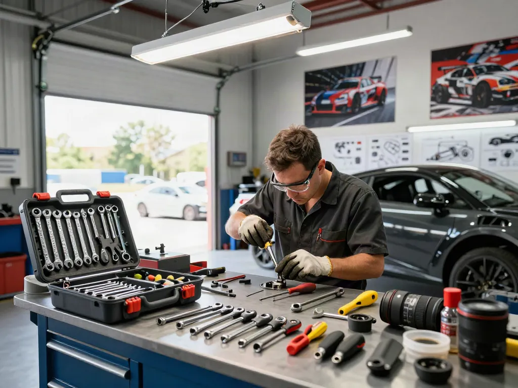 Experience superior performance with hazet tools showcased in a professional automotive workshop.