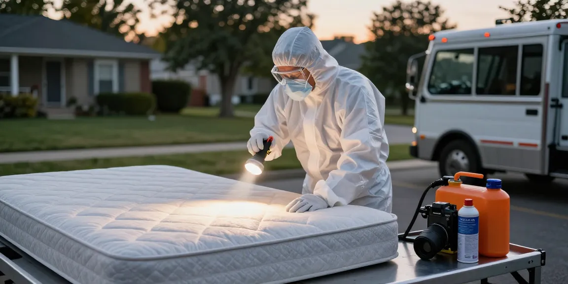 Expert inspecting for bed bug control using heat treatment in Milwaukee.