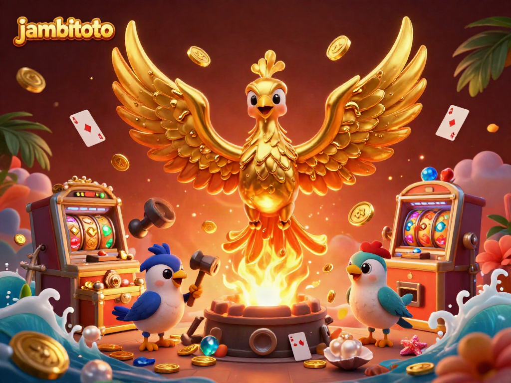 Experience thrilling moments with jambitoto's vibrant golden phoenix, showcasing dynamic casino action.