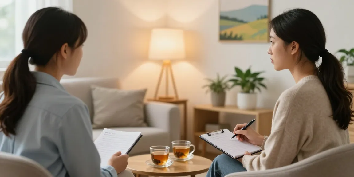 Discussing how does adderall help with anxiety in a tranquil therapy room.