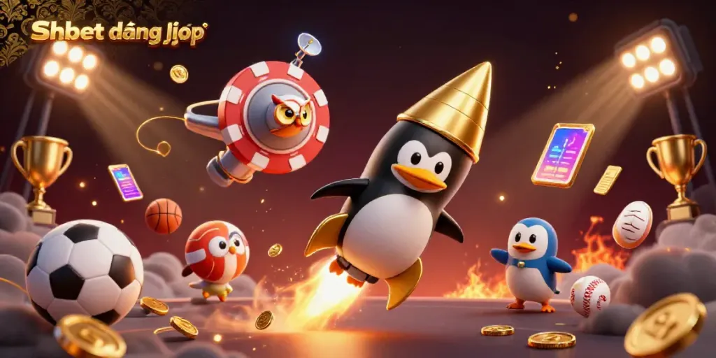 Bet on fun with Shbet đăng nhập while the golden penguin and sports elements celebrate winning!