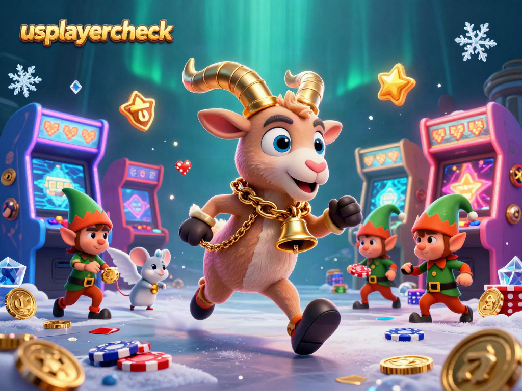 usplayercheck delivers dynamic casino experiences, featuring quirky characters in a festive gaming scene.