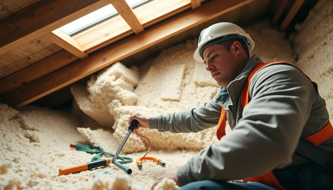 Efficient roof spray foam insulation removal by a professional in a home attic.
