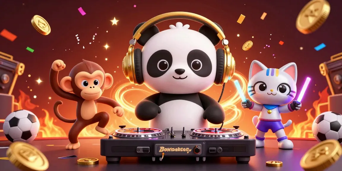 bongdacakhiatv free football lively scene with 3D cartoon DJ panda and friends celebrating football action