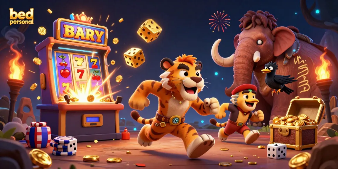 Experience gaming with bed personal at this exciting prehistoric casino scene with animated characters and jackpots.