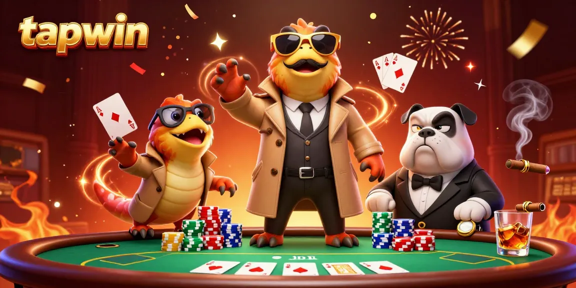 tapwin raptors playing poker with stacks of chips in a vibrant casino scene