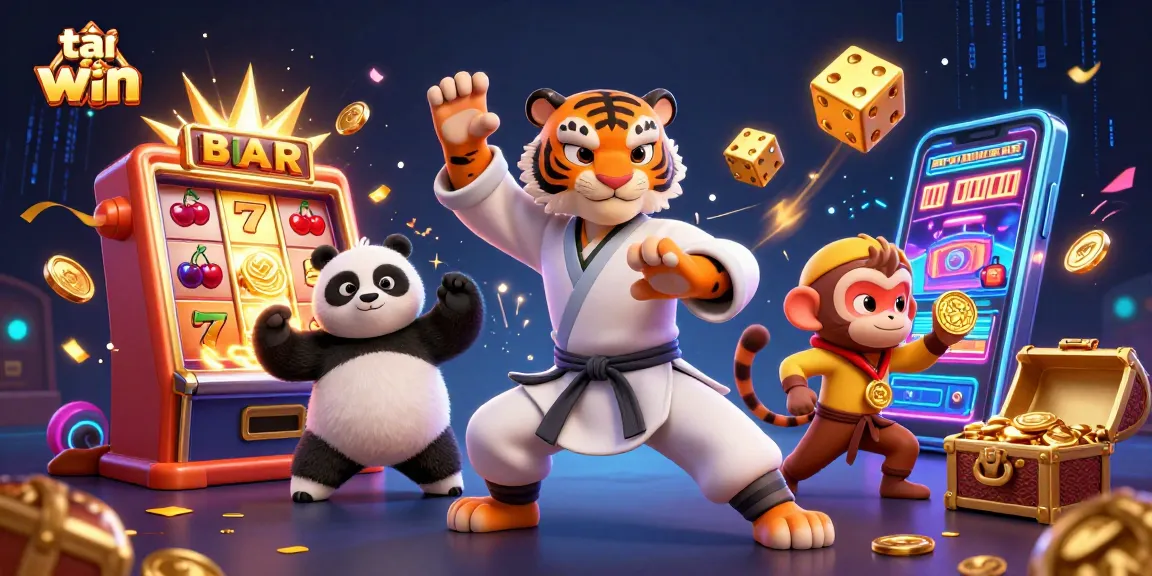 Win big with tải sun win in an action-packed casino scene featuring fun characters and vibrant game elements.