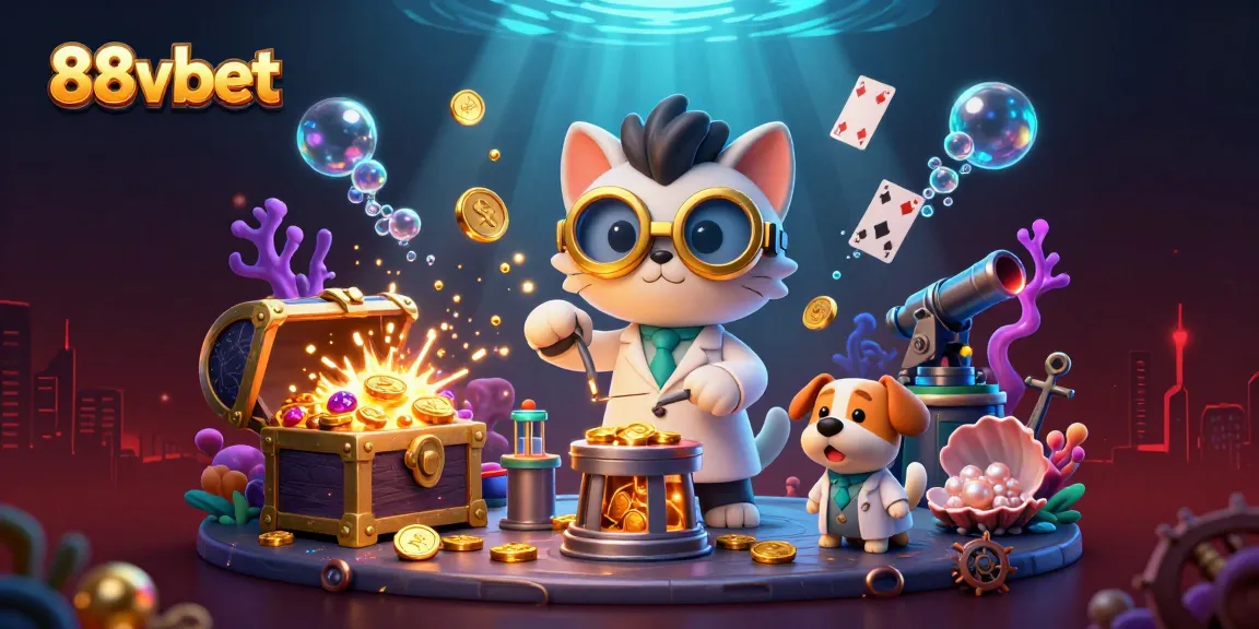 Win big at 88vbet with a captivating 3D cartoon scene of scientific magic and gambling excitement.