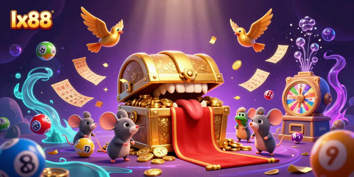 Catch big wins at lx88 with this vibrant gambling scene featuring rich treasures and exciting game elements.