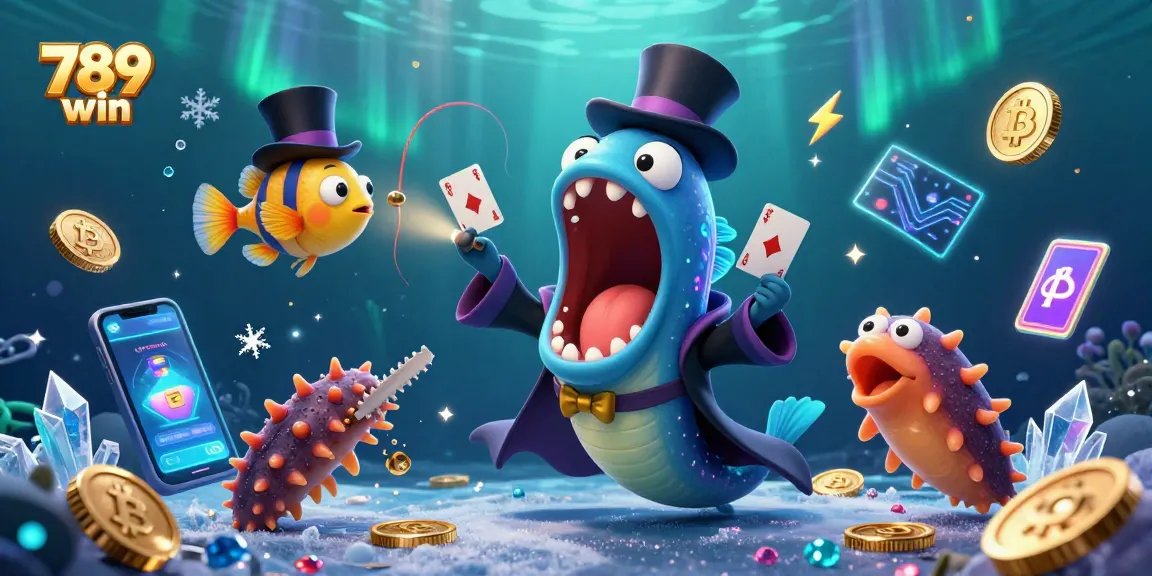 Experience thrilling gameplay with 789 win's exciting card tricks and vibrant digital elements in an underwater setting.