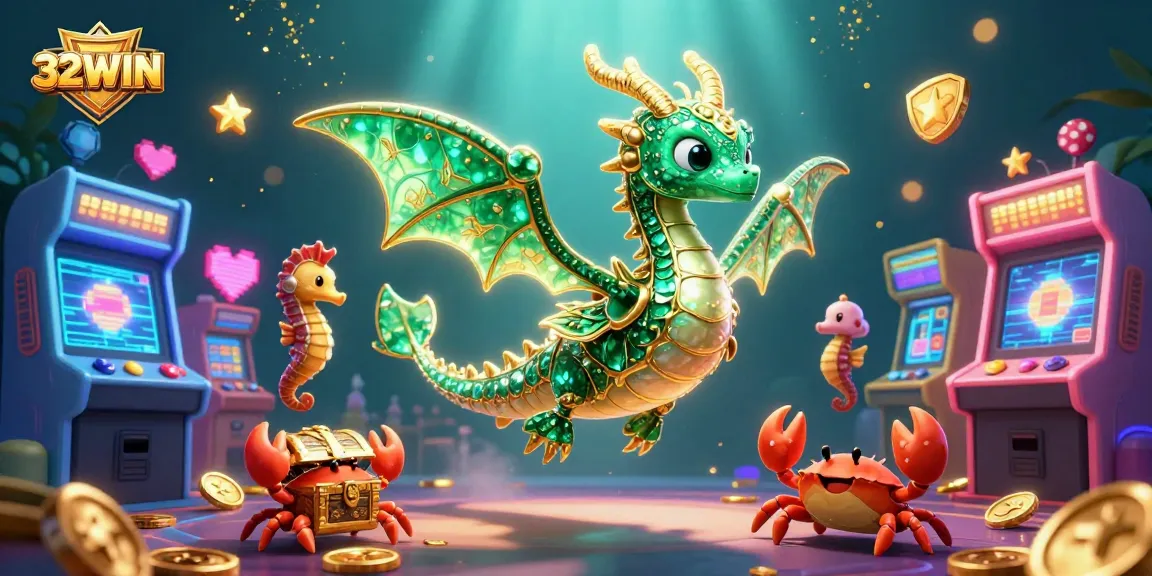Play exciting games and win with 32WIN in a vibrant underwater casino scene.