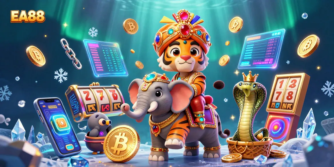 Engage with EA88's immersive casino experience featuring vibrant characters and slot elements.