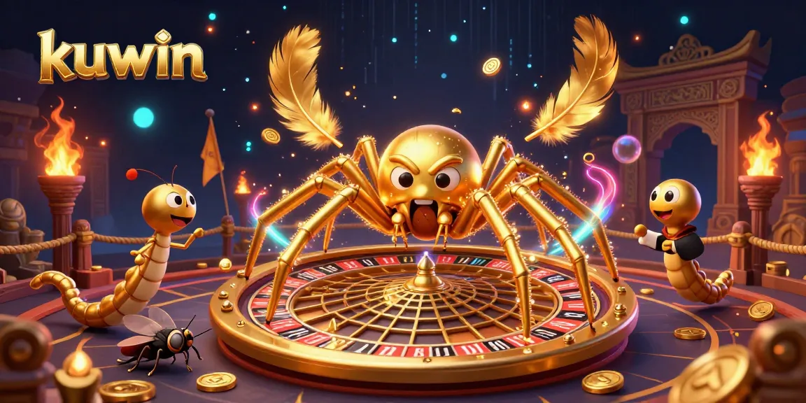 kuwin showcases a golden web roulette scene with characters placing bets in a vibrant casino