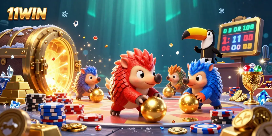 Engage with the thrilling world of 11WIN as cartoon pangolins roll for gold and excitement!