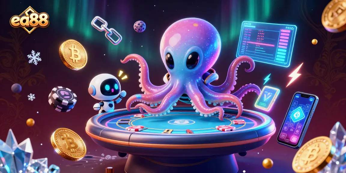 Experience thrilling poker action at ea88 with an alien octopus and animated gameplay elements.